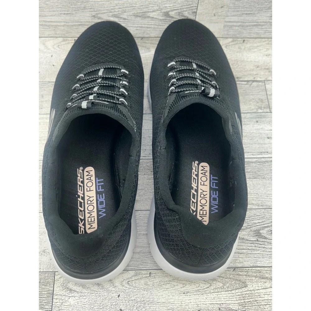 Skechers‎ Summits Quick Getaway Black White Wide Fit Sneakers 12980W Women Sz 8